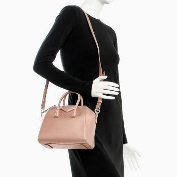 Givenchy Metallic Sugar Goatskin Mini Antigona Rose Gold Light Pink - Picture 13 of 16